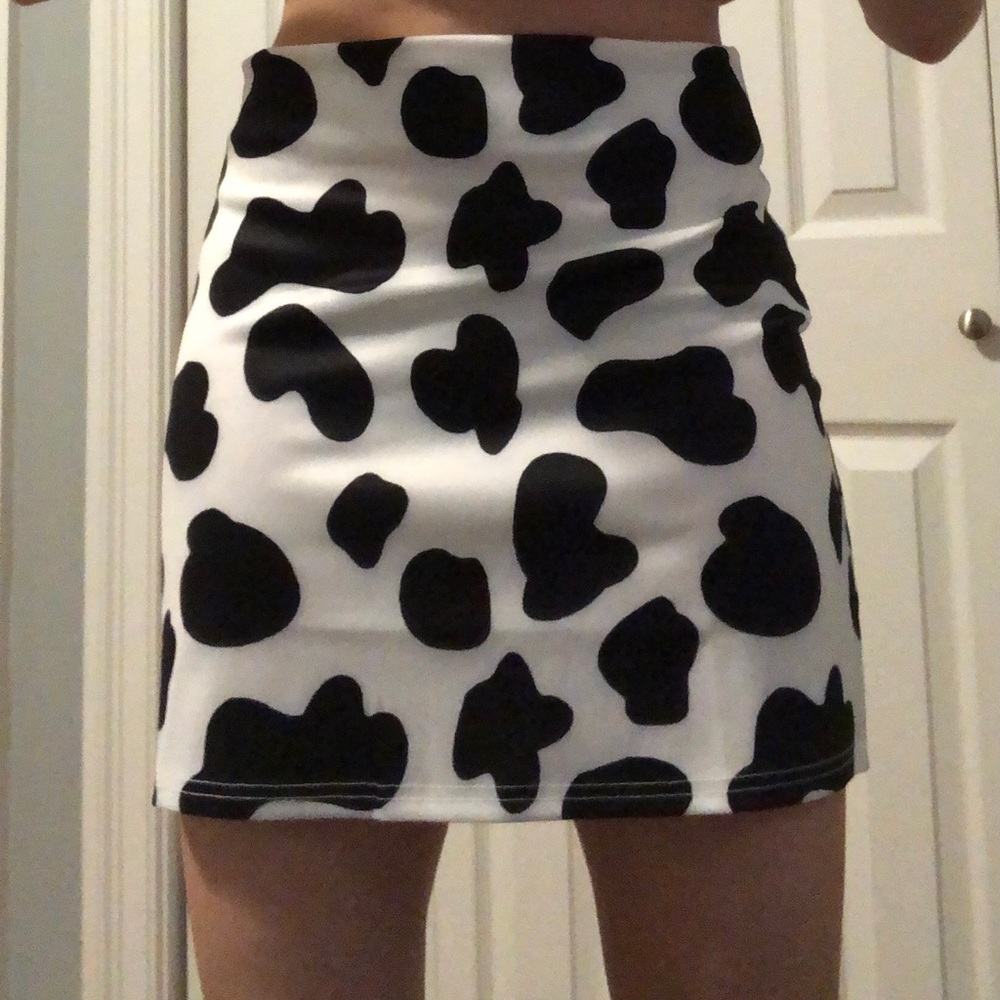 cow print mini skirt